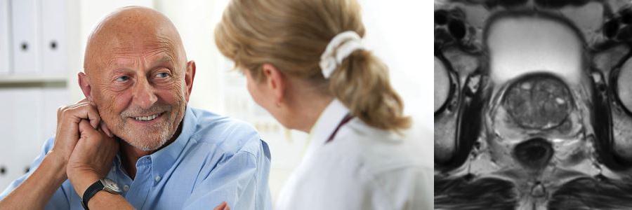Beratungsgespräch und Bild einer Prostata-MRT