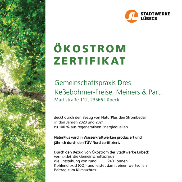Ökostromzertifikat der Stadtwerke Lübeck